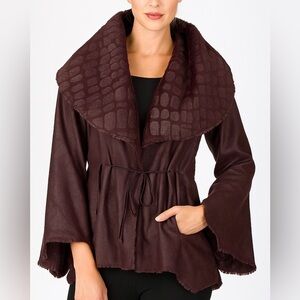 Chi by Falchi Poncho Cape Coat Purple Animal Print Fairy Bell Sleeves Size XS